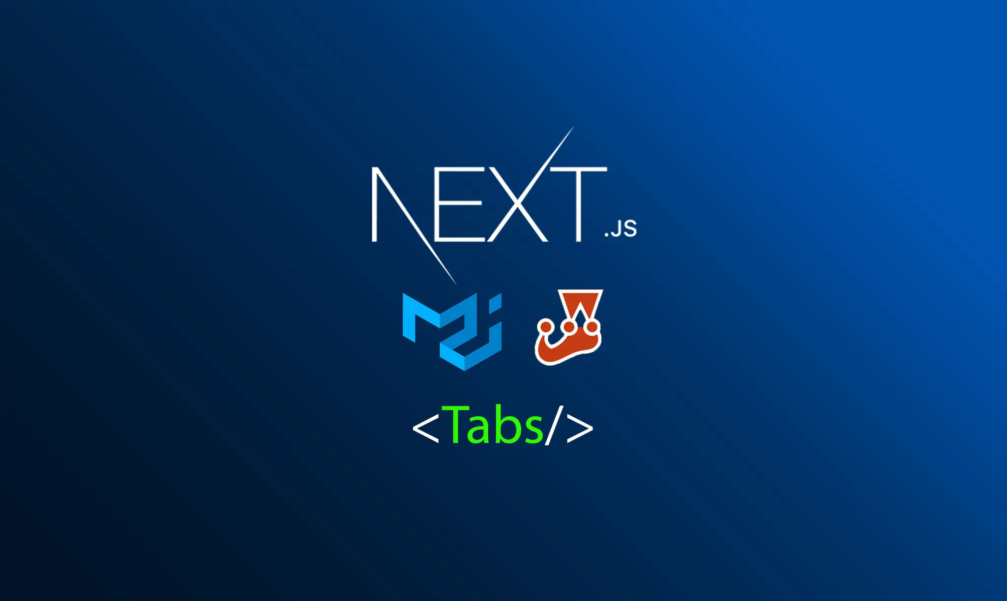 Next.js, Material-UI, Jest logos with code text